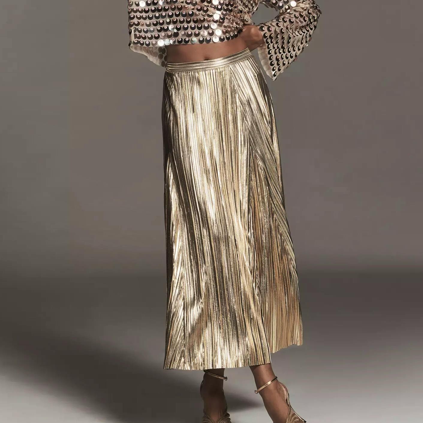 Anthropologie By Anthropologie Metallic Midi Skirt, £98