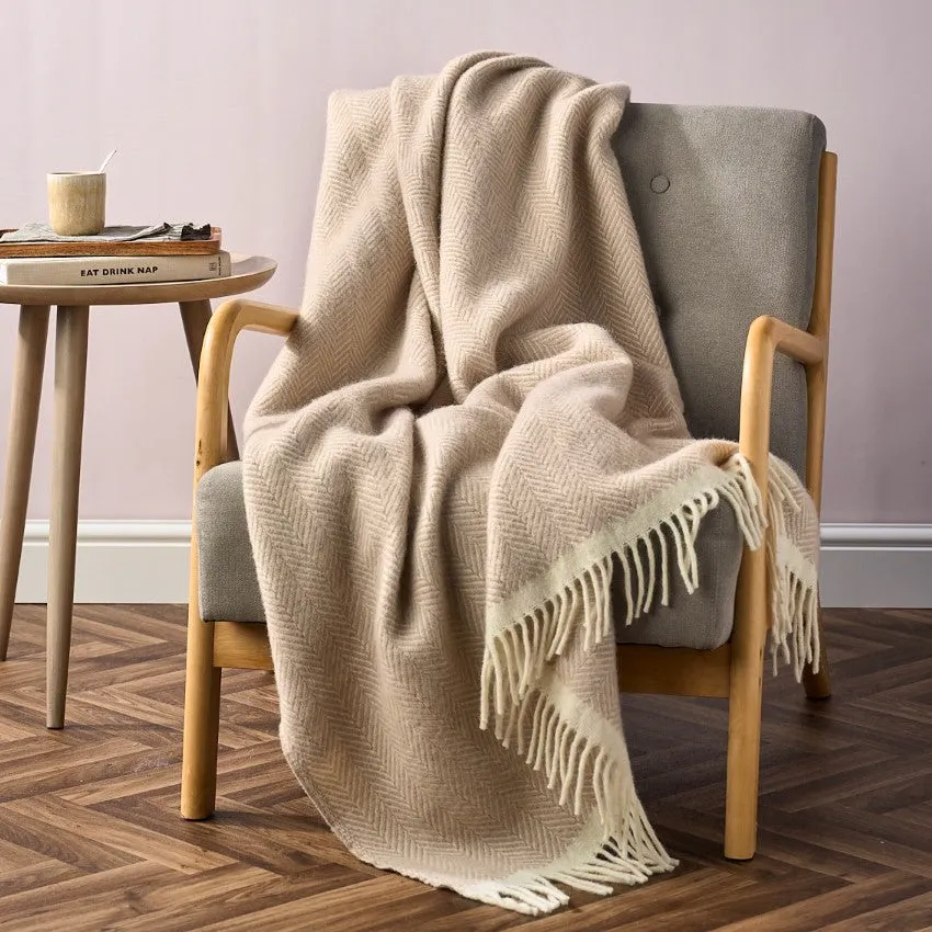 The British Blanket Company Clifton Herringbone Blanket: Bath Stone, £74