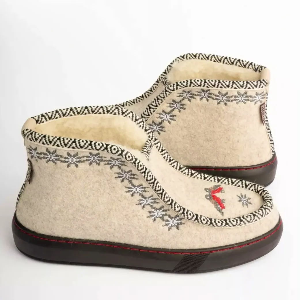 Penelope Chilvers Nordic Embroidered Felt Wool-Lined Slipper, £169