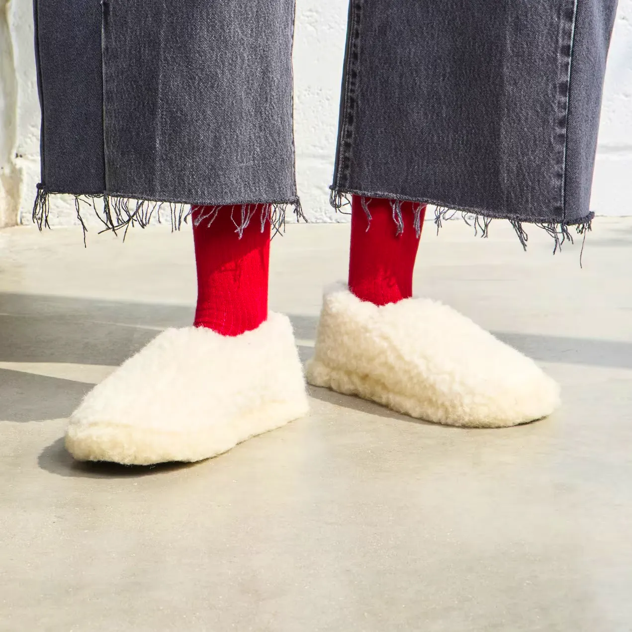 Plumo Wool Slippers – Natural, £35