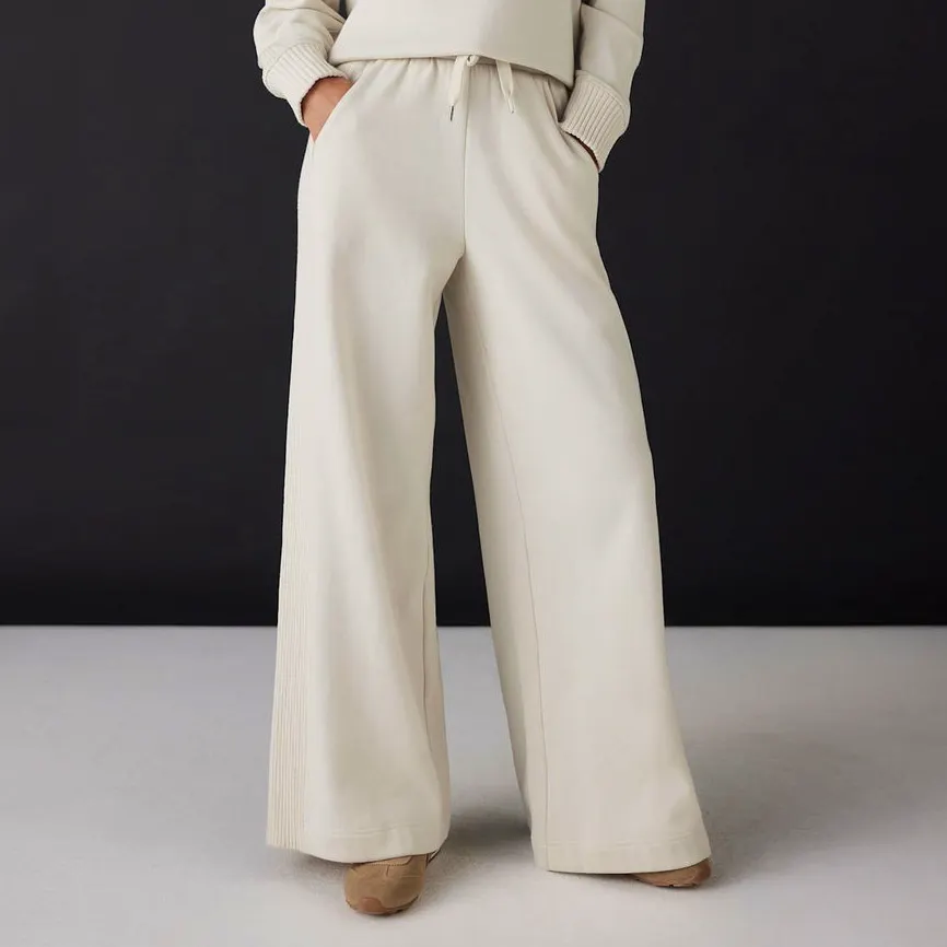 Mint Velvet Cream Cotton Blend Wide Leg Joggers, £48