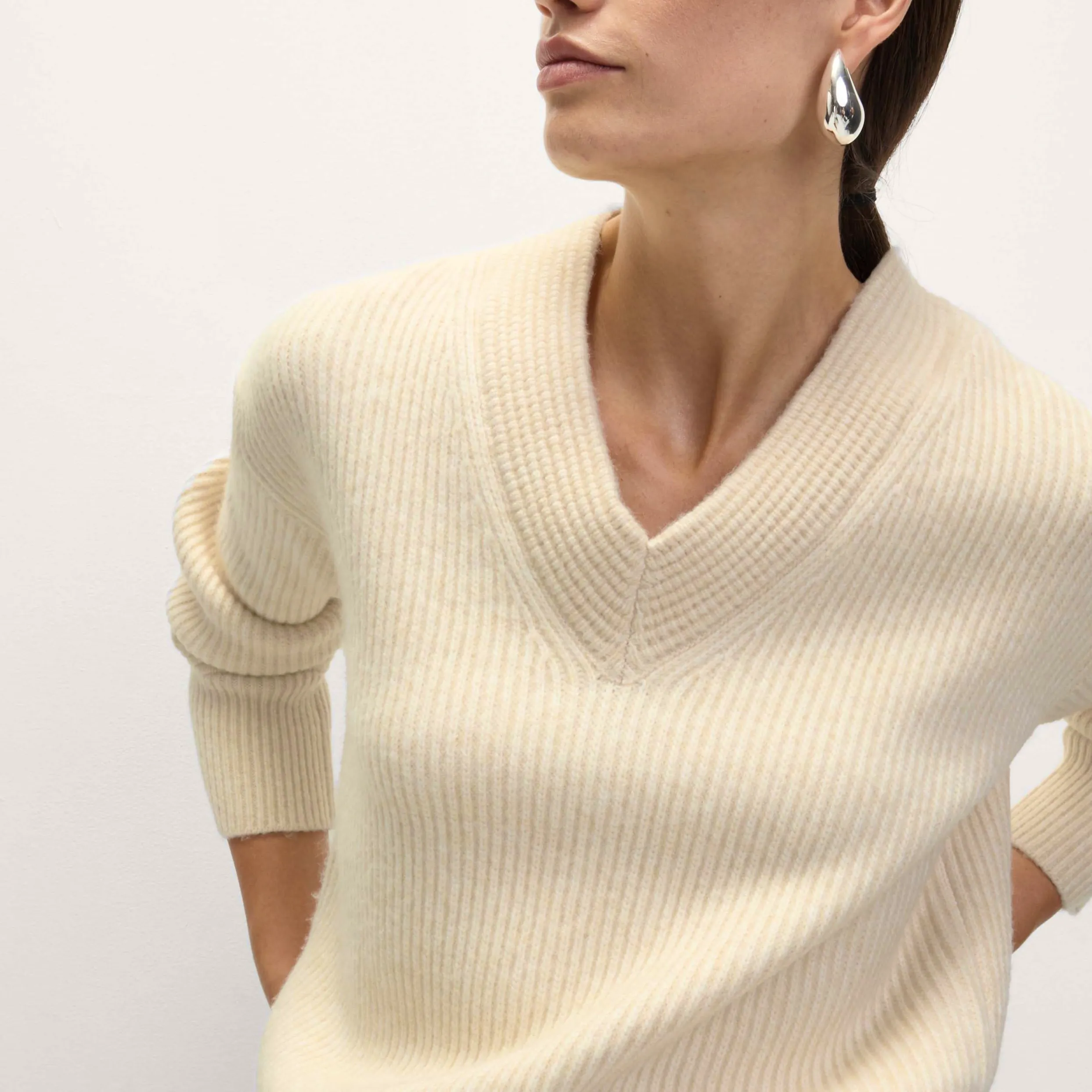 M&S Cloud-Yarn Ribbed V-Neck Jumper, £36