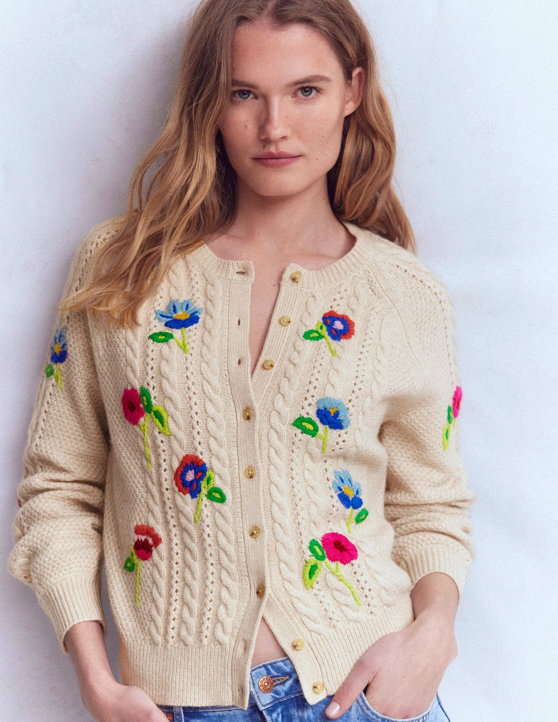 Liv Embroidered Cable Cardigan £139