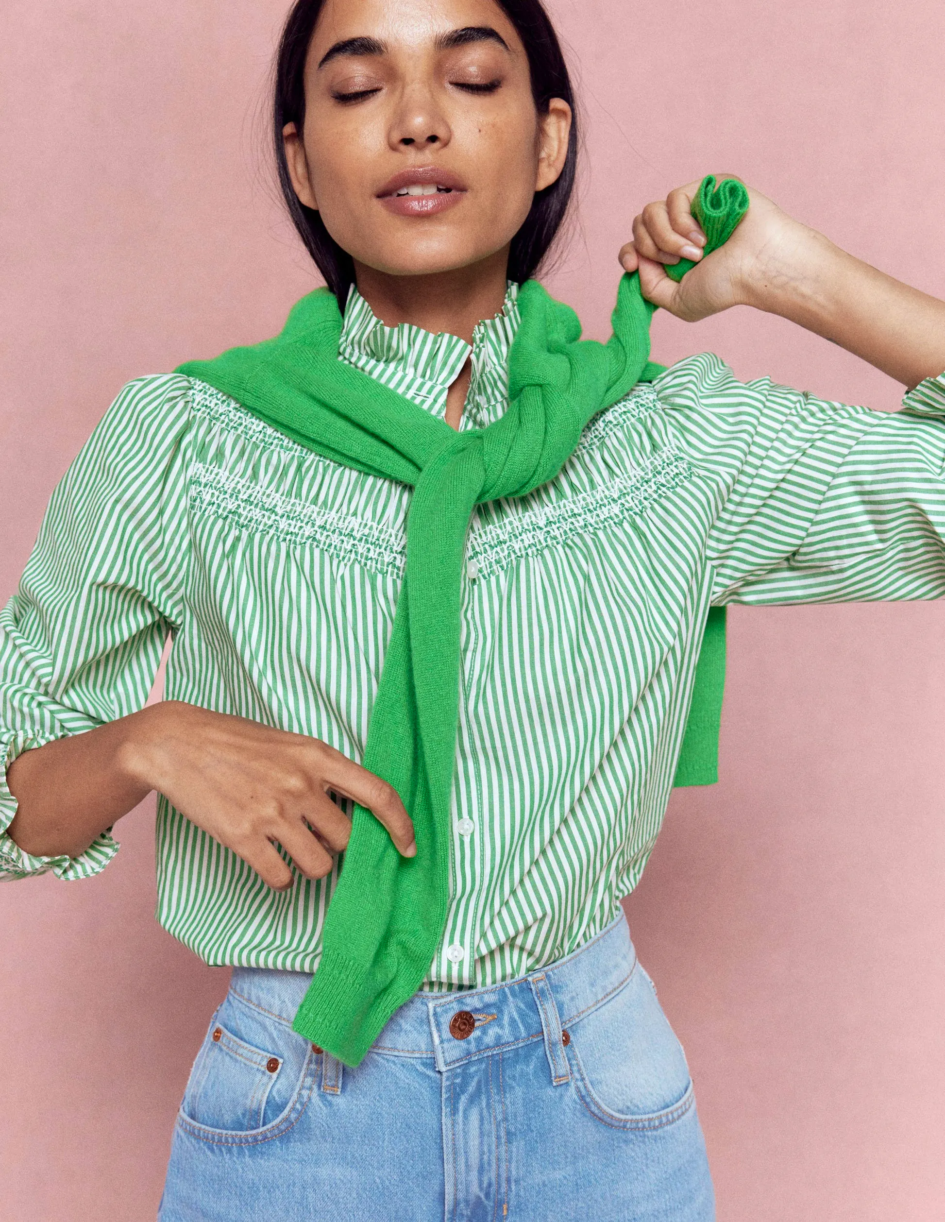 Esme Smocked Detail Frill Top £85