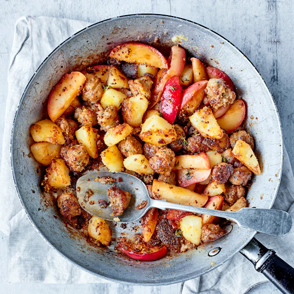 Sausage, Mustard & Apple Hash