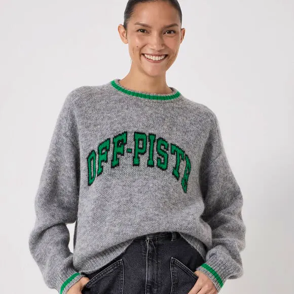 Hush Ellis Wool Blend Off-Piste Slogan Jumper, £100, NOW £125