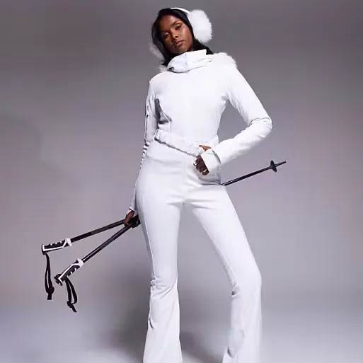 ASOS 4505 Ski Soft Shell Belted Ski Suit With Slim Kick Leg & Faux Fur Hood, £130