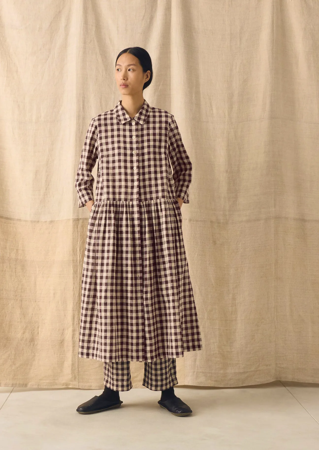 Check Linen Cotton Shirt Dress £185