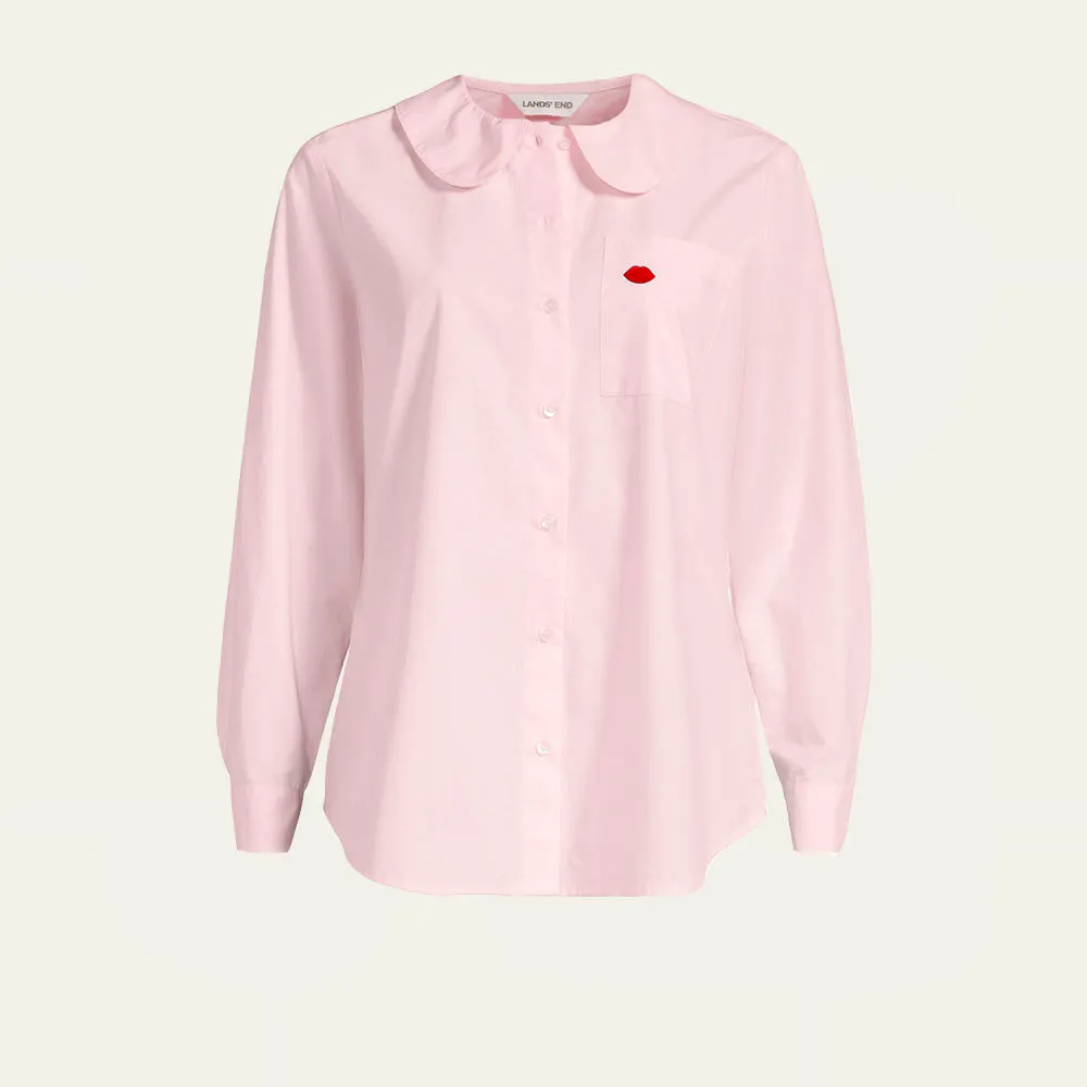 Lulu Guinness Pale Pink Button Through Lip Embroidered Shirt, £65