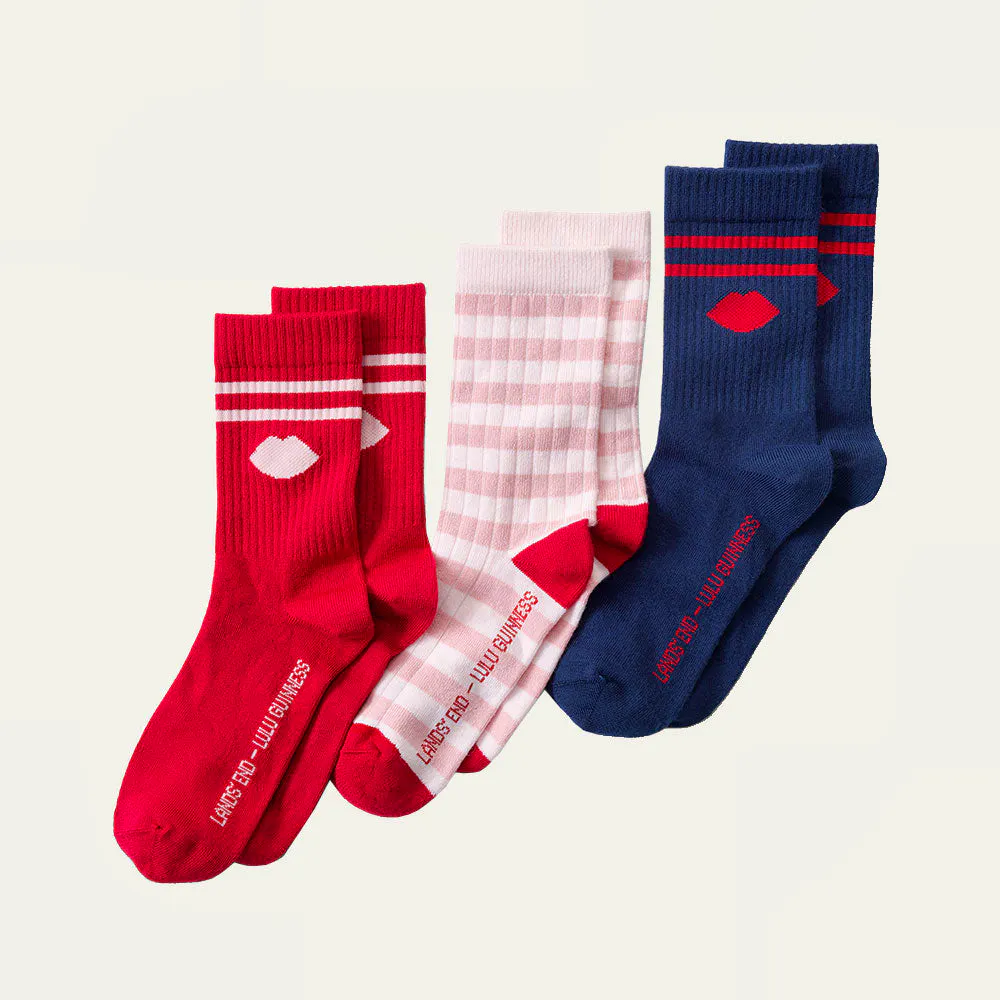 Lulu Guinness Multi LG Lip Socks - 3 Pairs, £15
