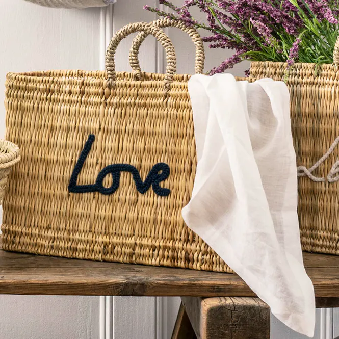 Daylesford Love Rectangle Basket Bag – Navy, £60