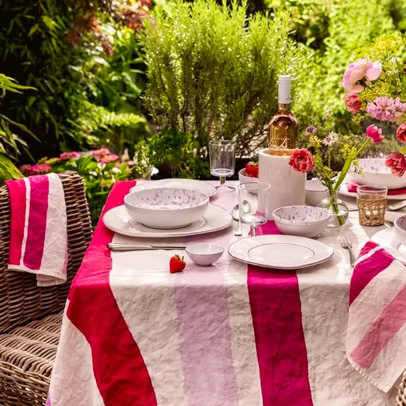 Daylesford Rigato Tablecloth Pink, £197.50 (Was £395)