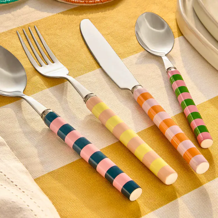 Next 16 Piece Bright Stripe Ceramic Handle Cutlery Set Affordable and stylish for £36.