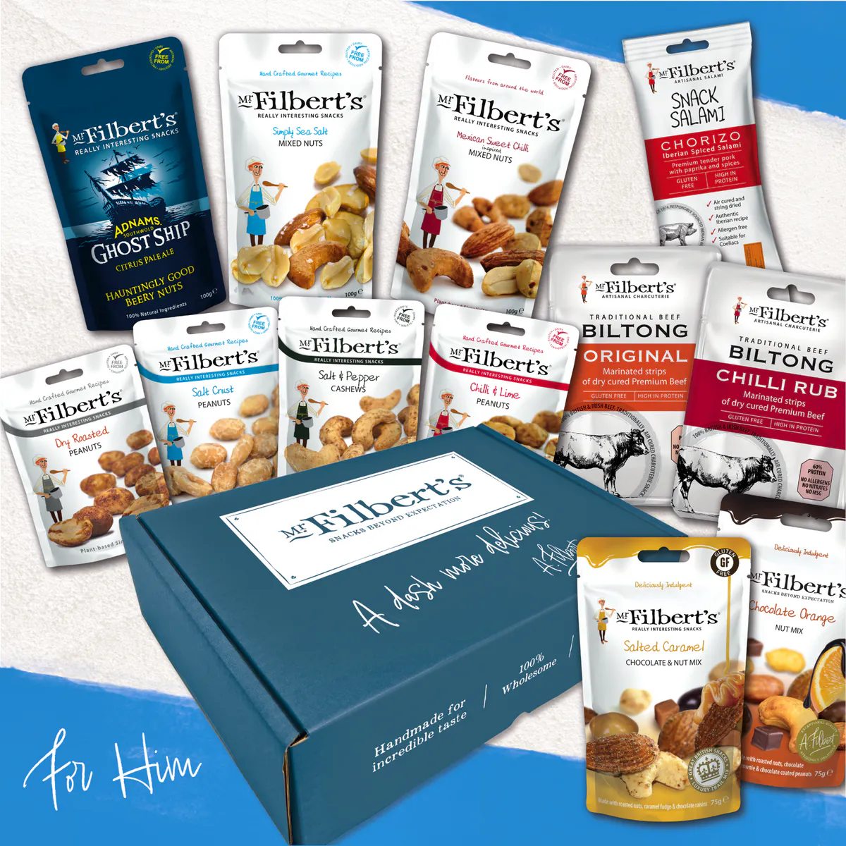 Mr Filberts Selection Boxes of Nuts, Biltong and Olives, £20
