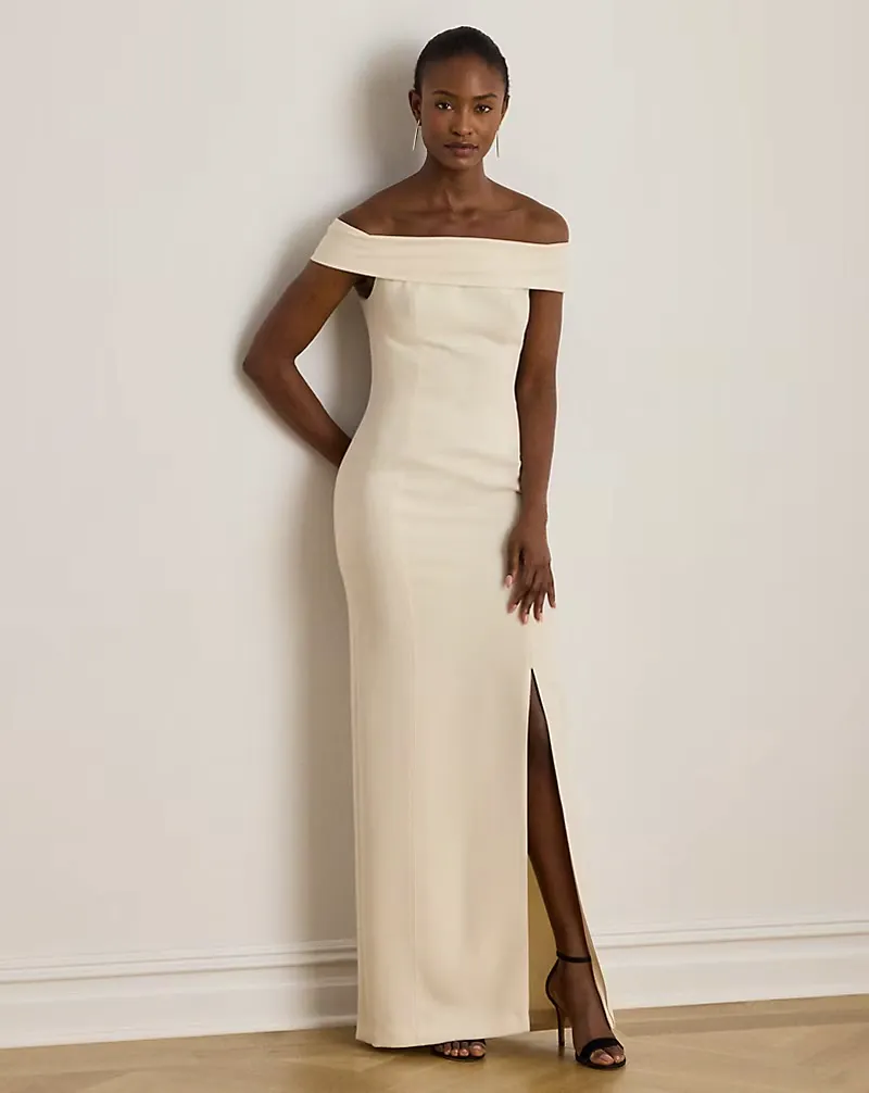 Crepe Off-the-Shoulder Gown Copy