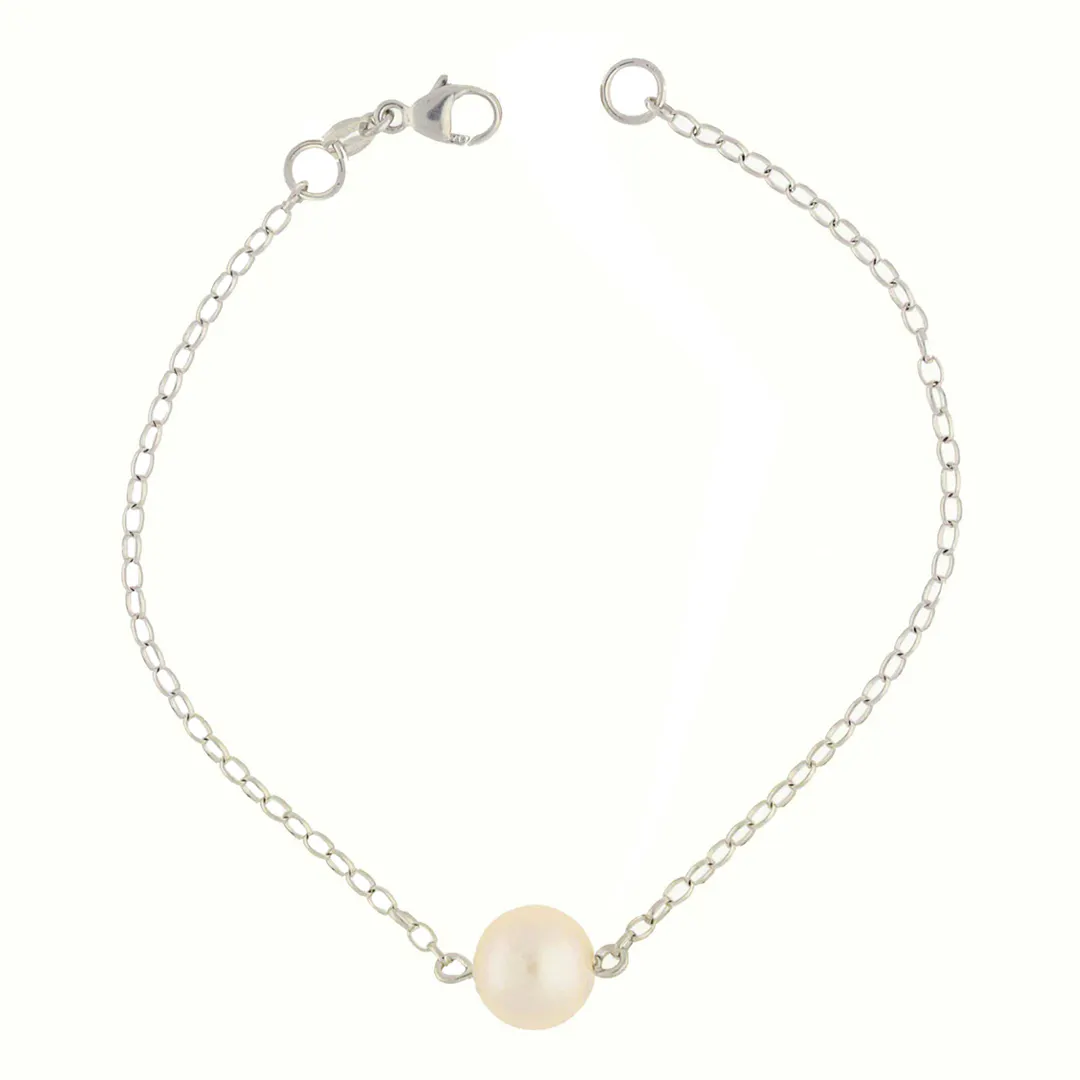 London Road 9ct White Gold Single Pearl Bracelet, £195