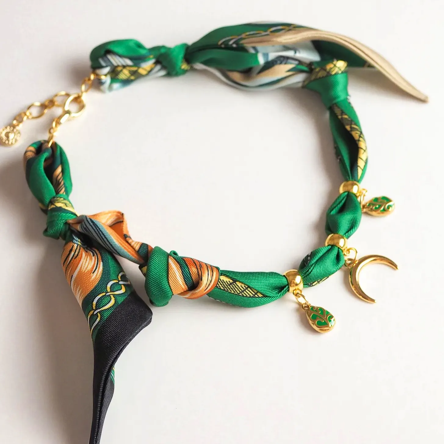 Lobster And Love Chief Green And Gold Print Bandana Necklace, From £42
