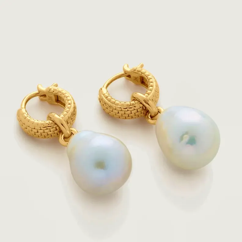 Monica Vinada Baroque Pearl Heirloom Huggies Earrings, £225