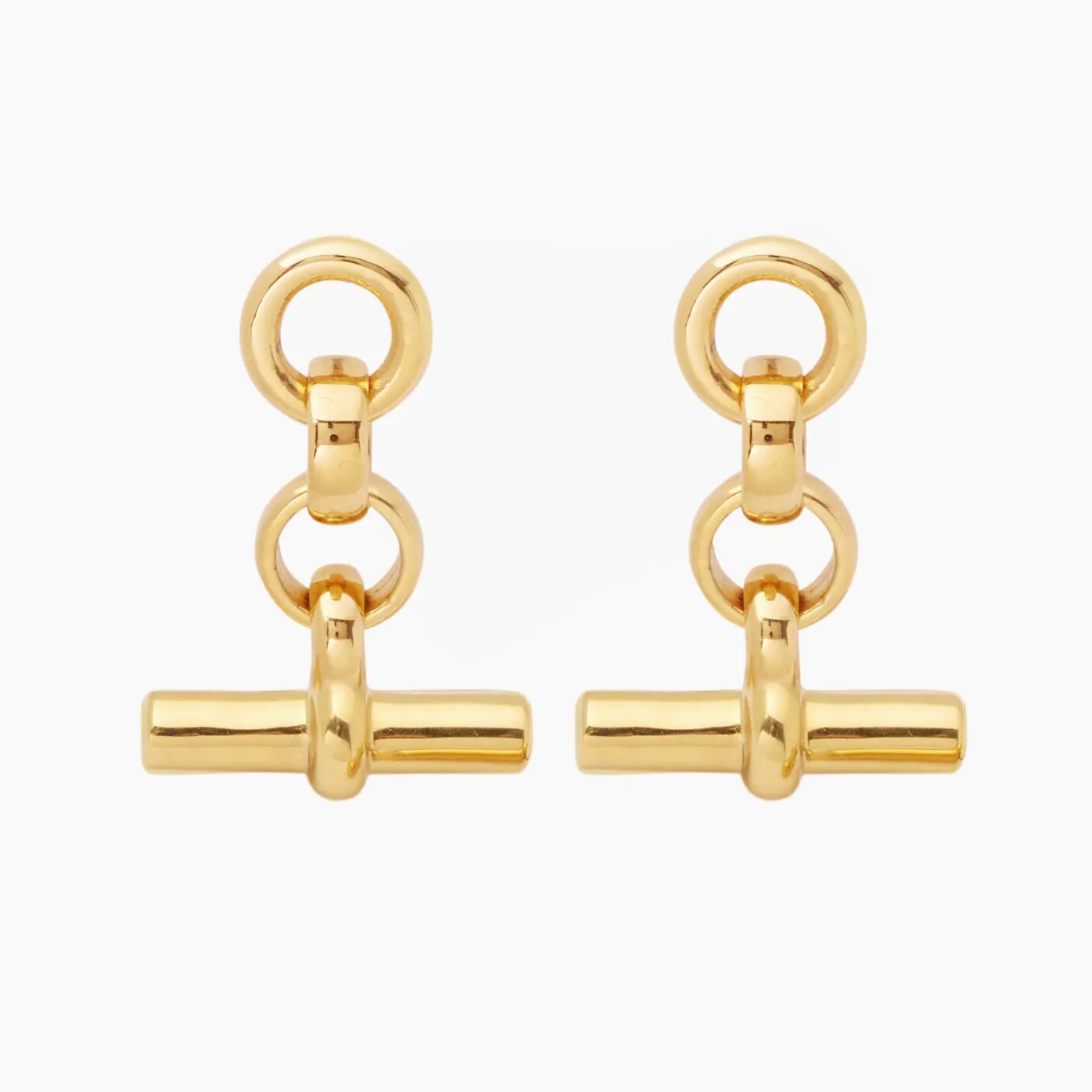 Tilly Sveaas Gold T Bar Drop Earrings, £100
