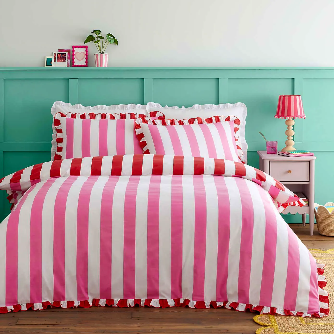 Emmy Frilled Stripe 100% Cotton Duvet Cover and Pillowcase Set £24 - £40