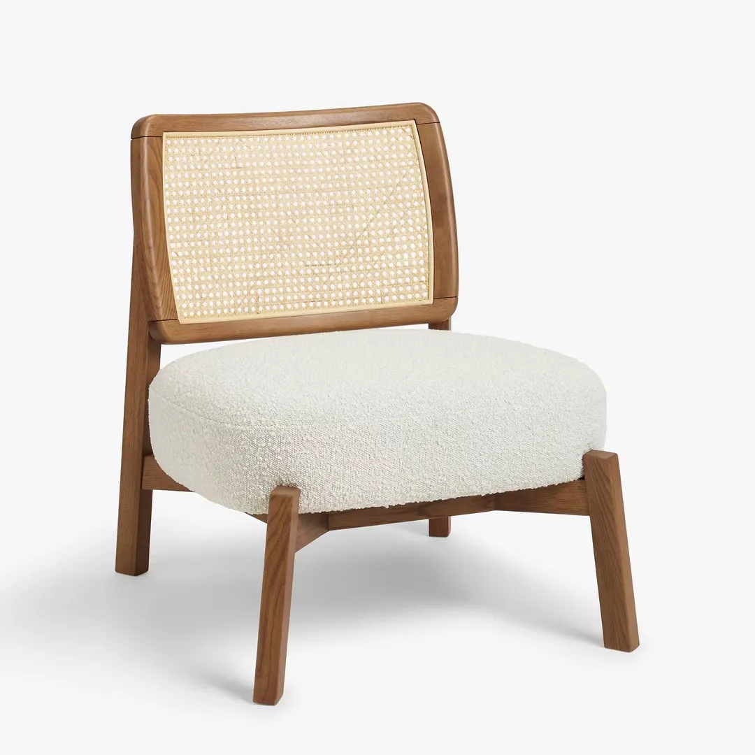 Dime Accent Chair, Walnut Frame, Cream Boucle £349