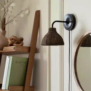 Habitat Wicker Pear Plug in Wall Light - Natural