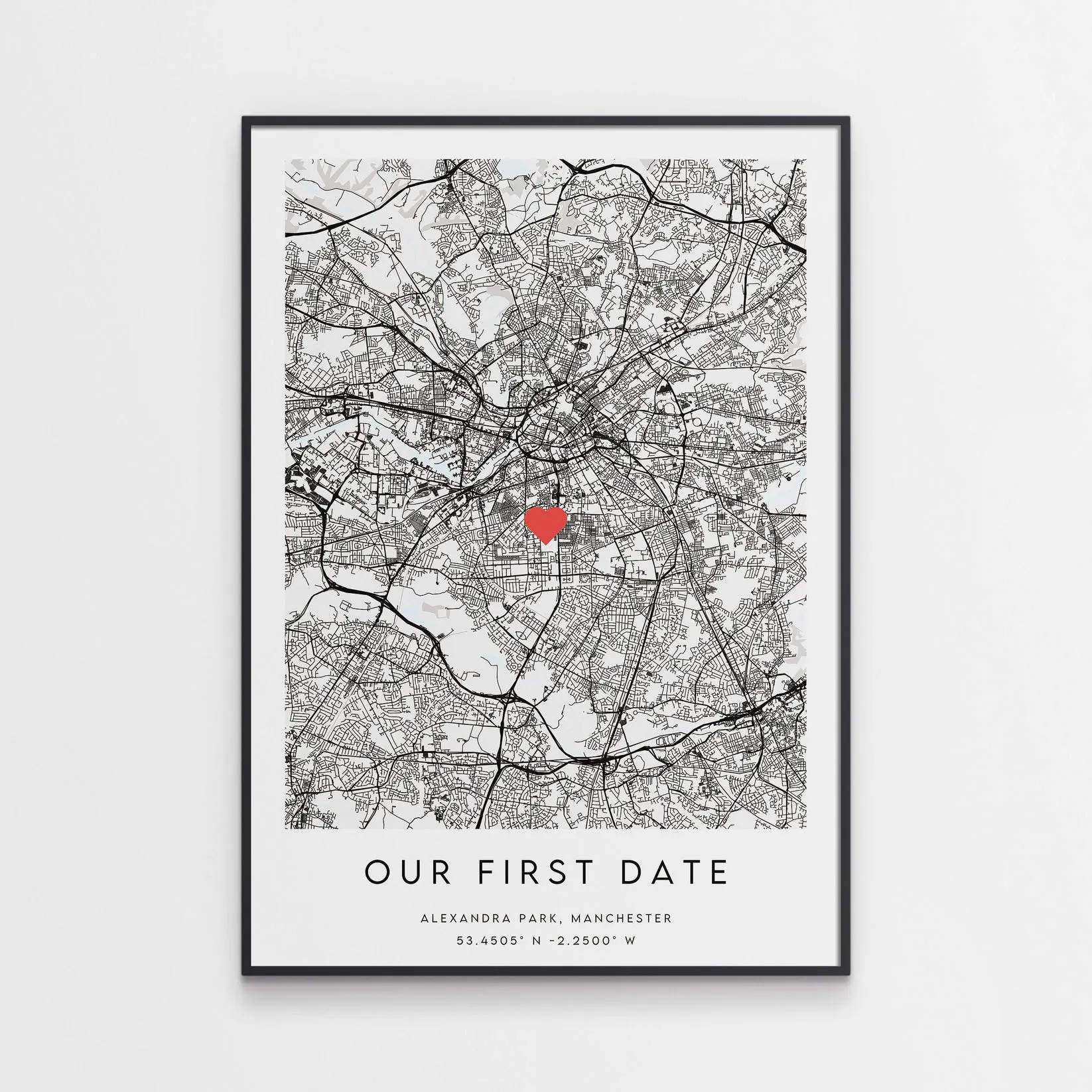 Minimal Wall Our First Date Map Print, £19.95