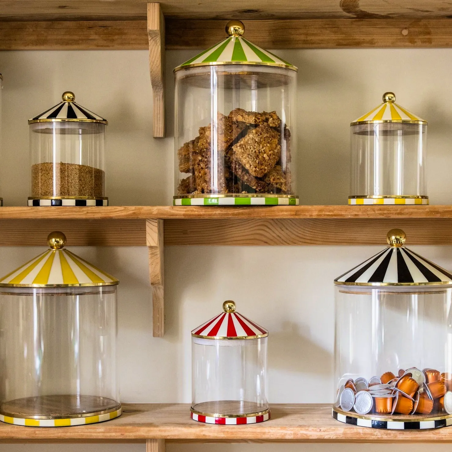 Maison Flaneur Circus Storage Jar, Yellow and White, £150
