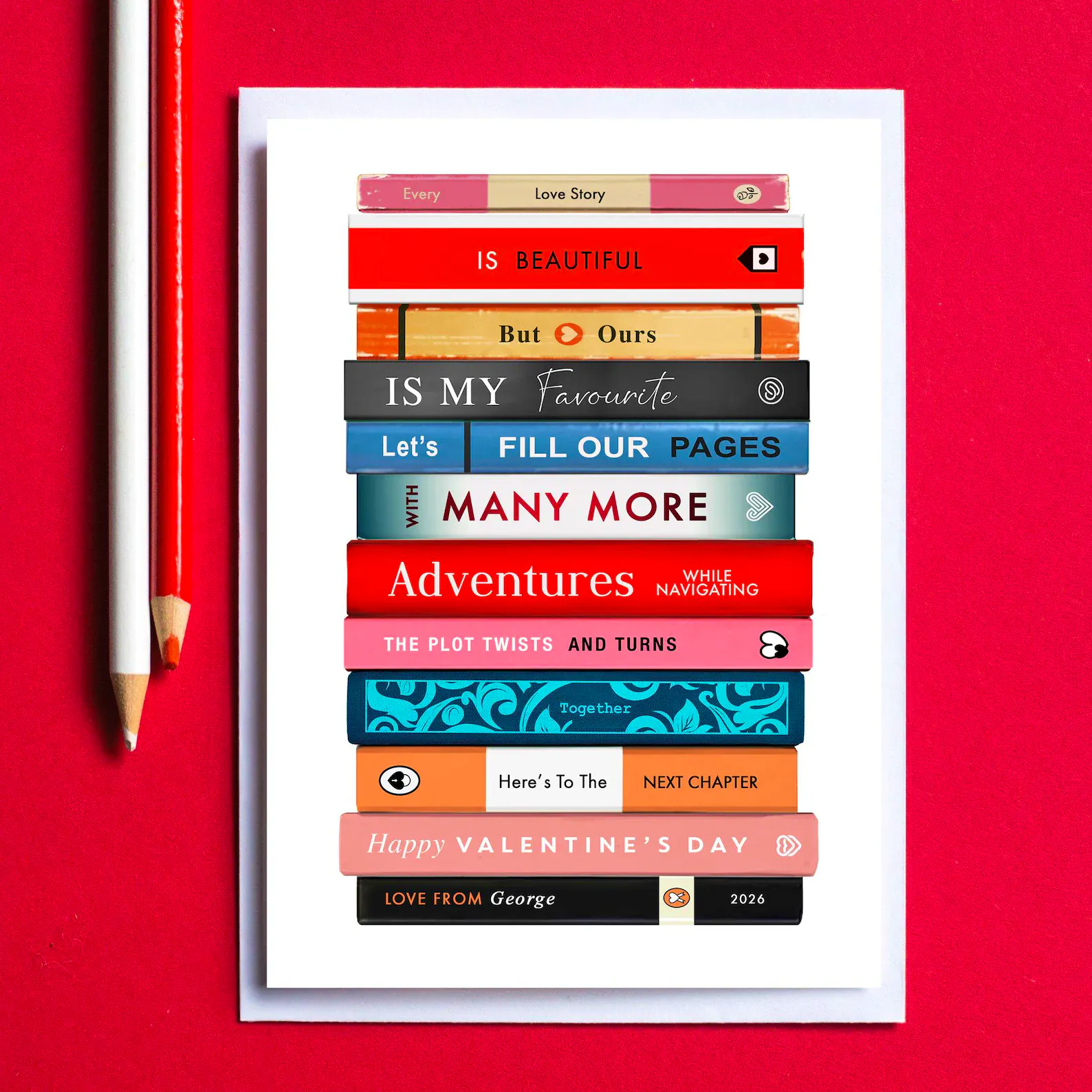 Etsy Personalised Books Valentine's Card, £7.99