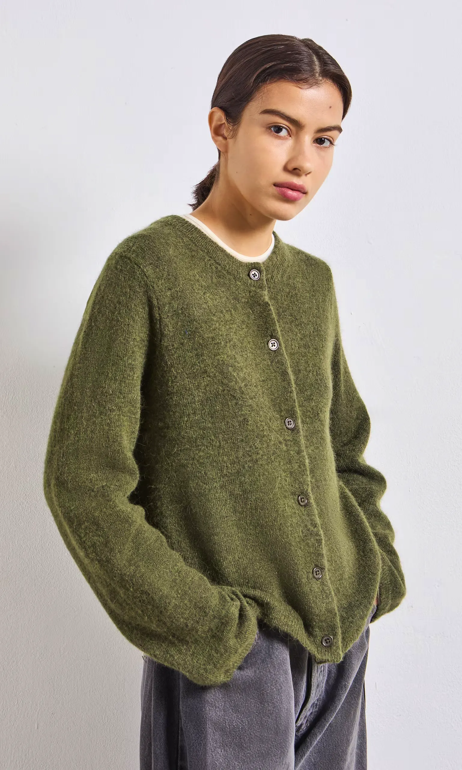 Plumo Olive Green Cardigan, £65