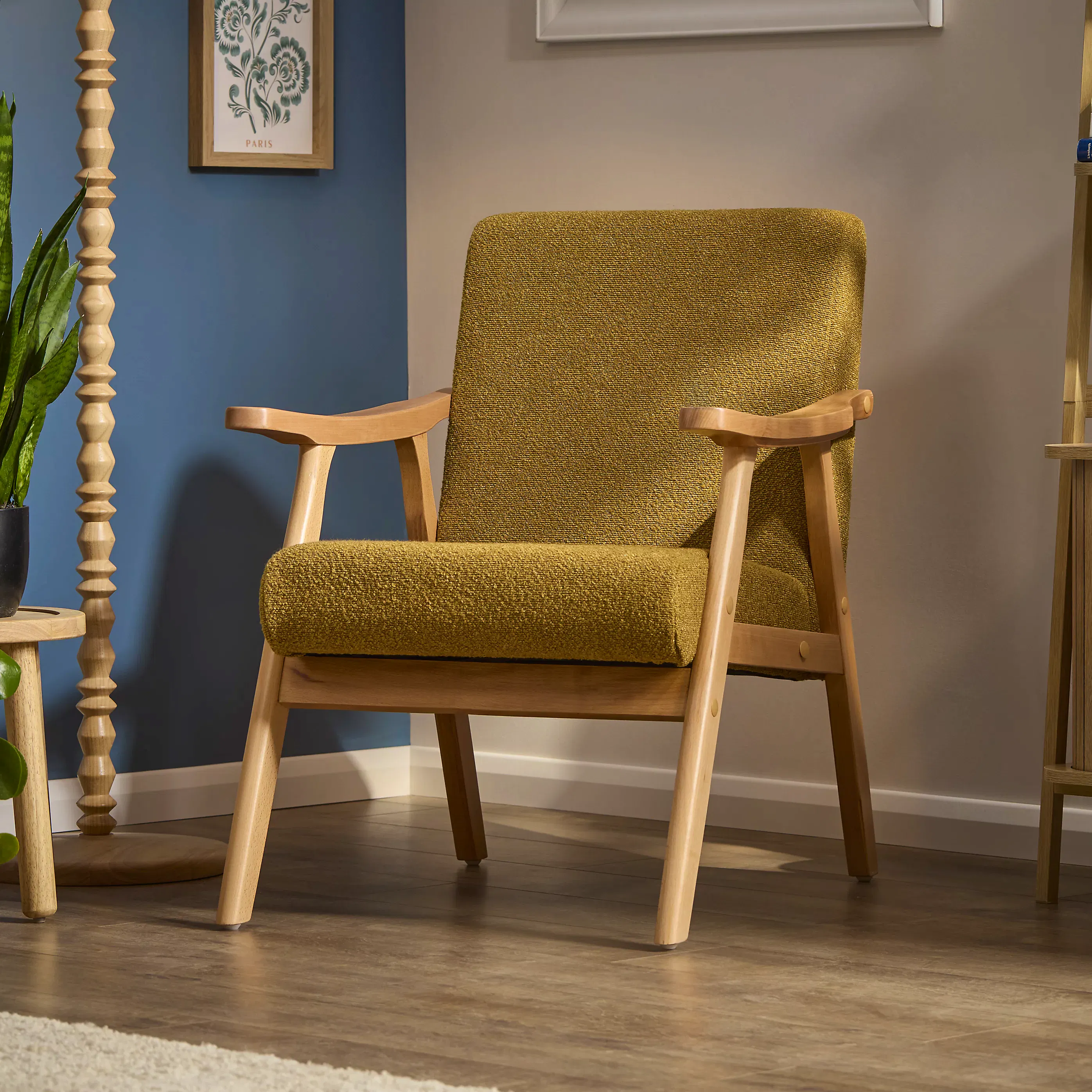 Glanna Mustard Yellow Boucle Effect Chair