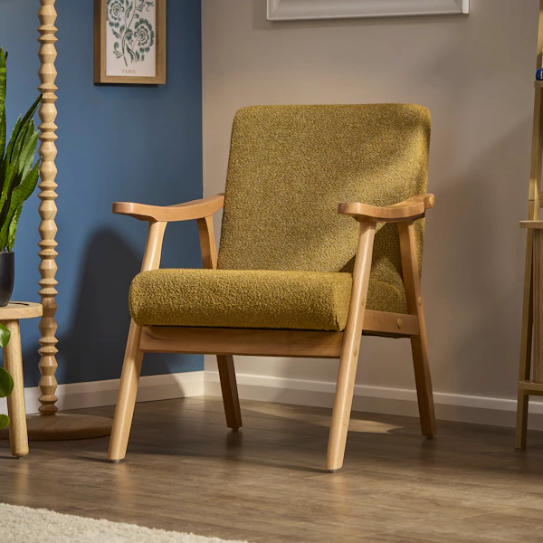 Glanna Mustard Yellow Boucle Effect Chair