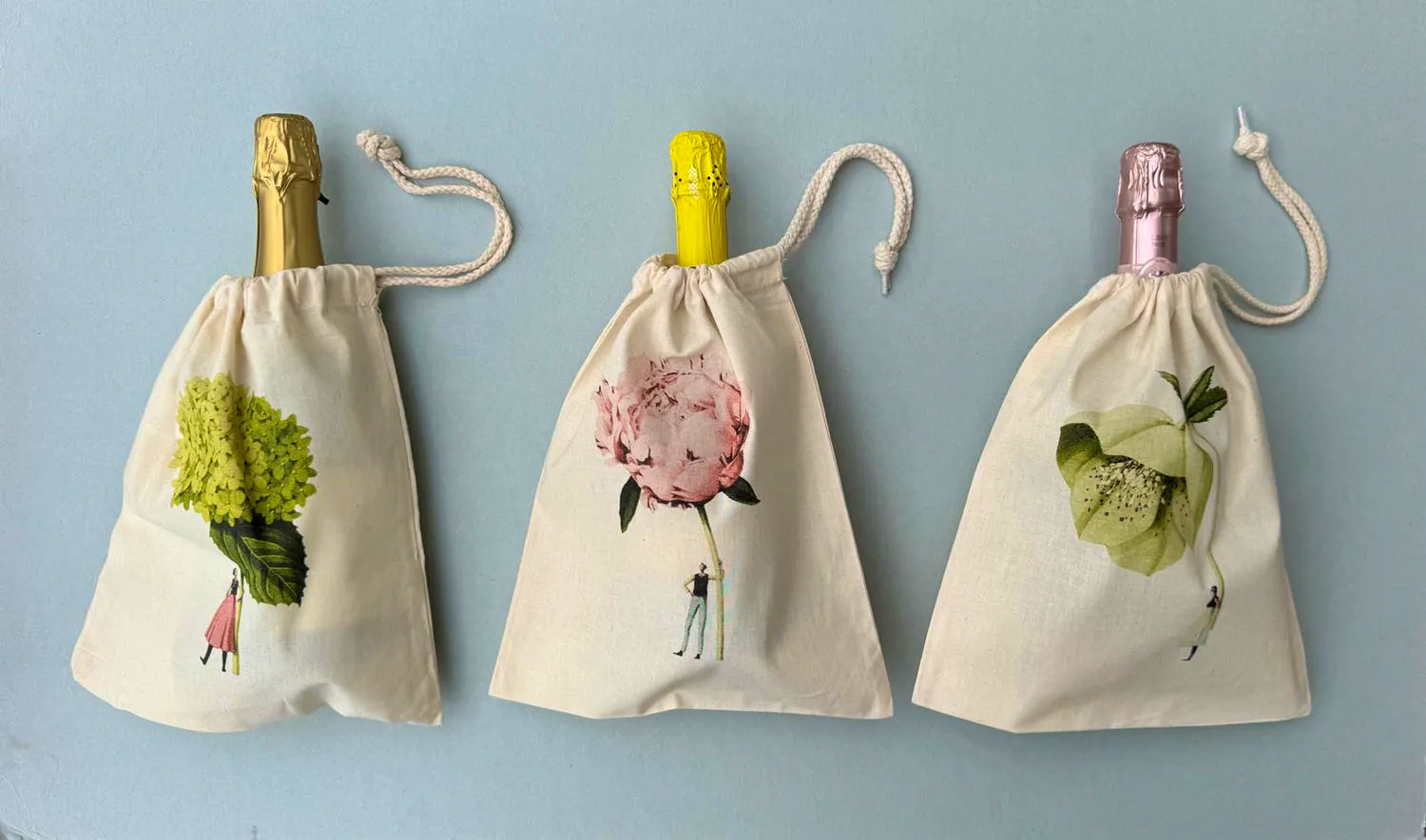 Drawstring Bag - Annabelle Hydrangea Small