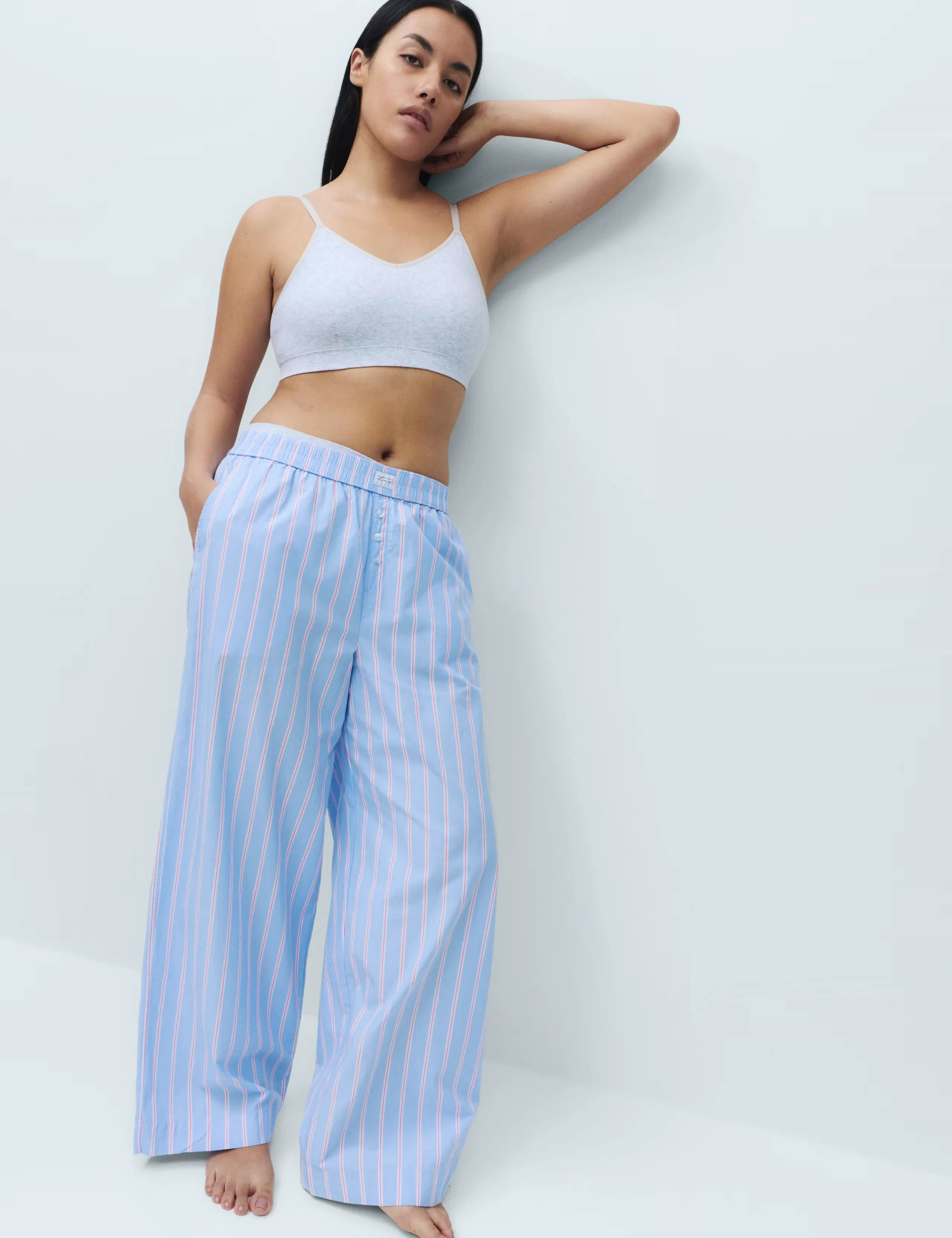 Pure Cotton Striped Wide Leg Pyjama Bottoms