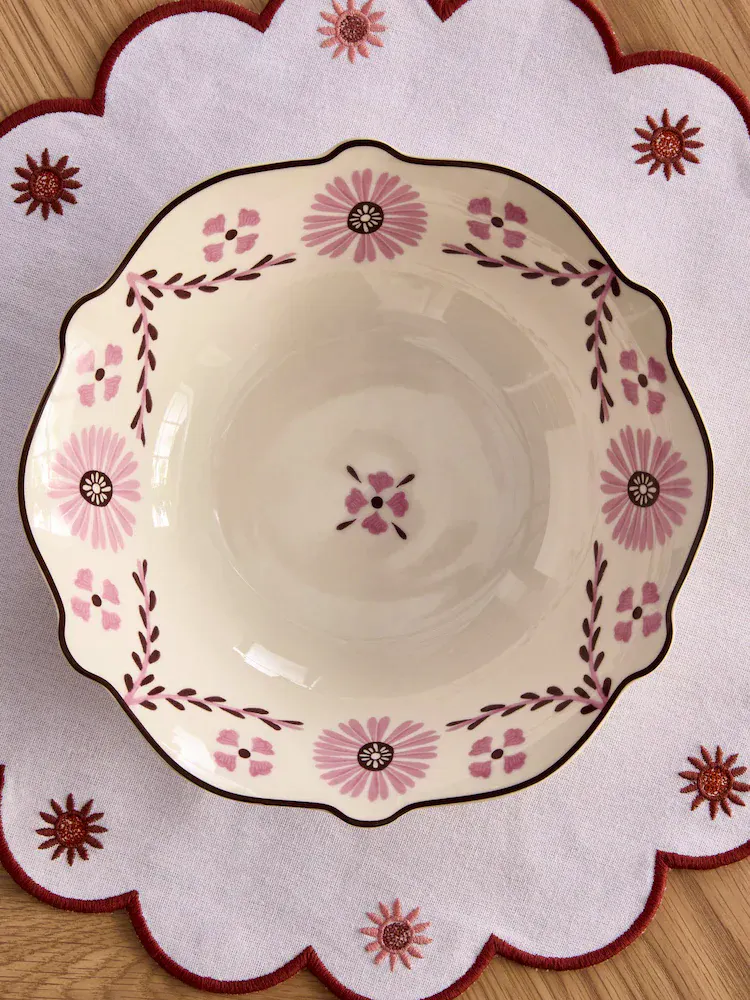 Nina Campbell Set Of 4 Pink Primrose Pasta Bowls