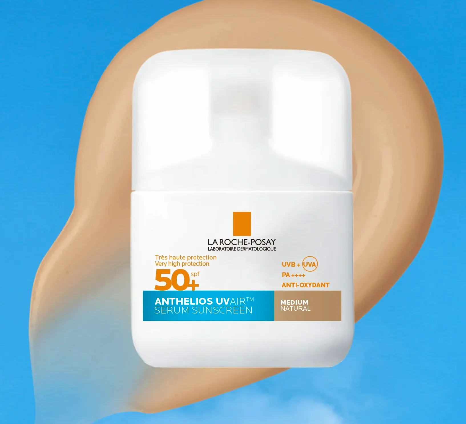 La Roche Posay Anthelios UVAIR Serum Sunscreen SPF50+ Medium With Hyaluronic Acid, Niacinamide & Vitamin E, For All Skin Types, 