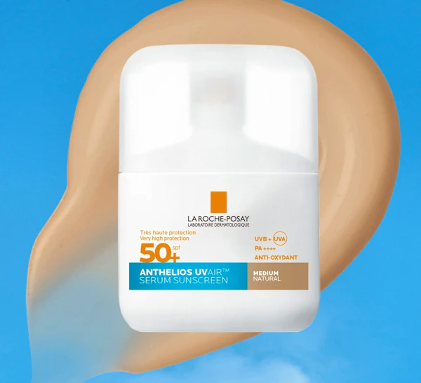 La Roche Posay Anthelios UVAIR Serum Sunscreen SPF50+ Medium With Hyaluronic Acid, Niacinamide & Vitamin E, For All Skin Types,