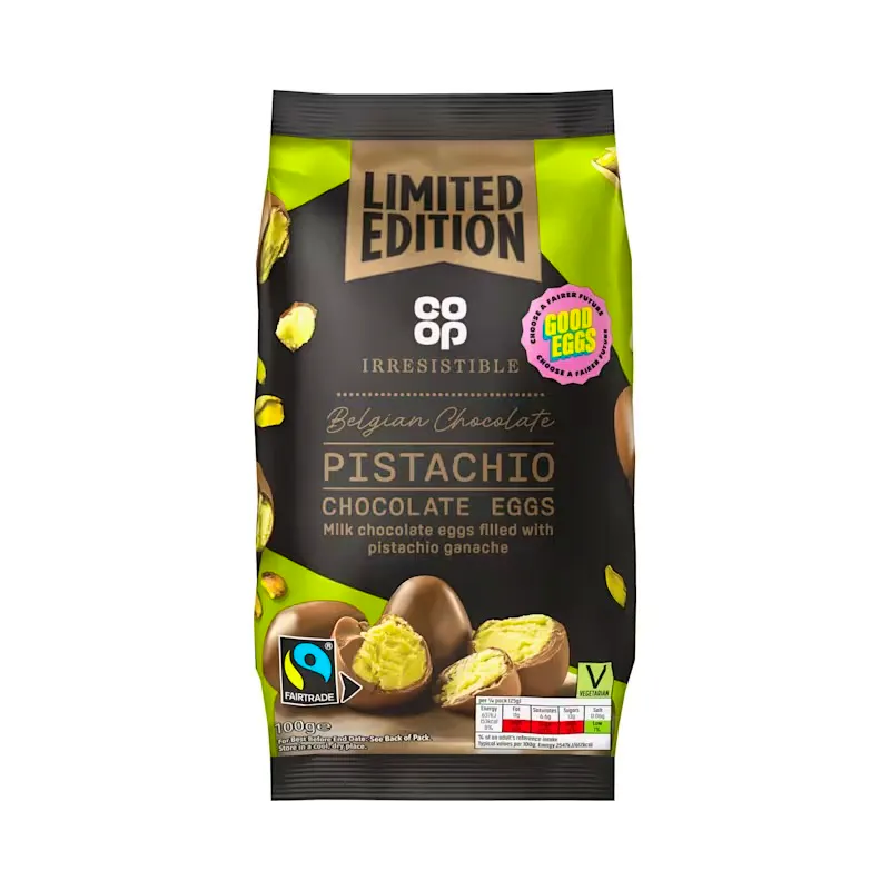 Co-Op Irresistible Pistachio Crème Filled Milk Chocolate Eggs, £3