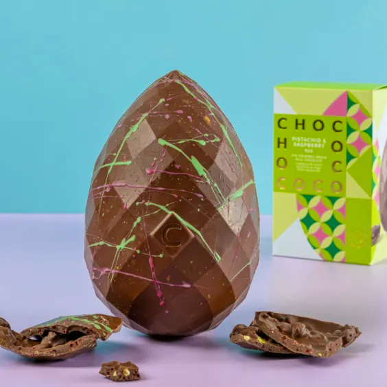 Chococo Giant Pistachio and Raspberry Milk Chocolate Easter Egg, £35