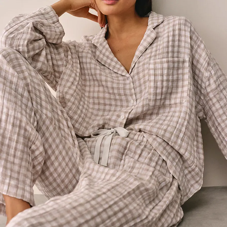 The White Company Double Cotton Gingham Drop Shoulder Pyjamas, £85