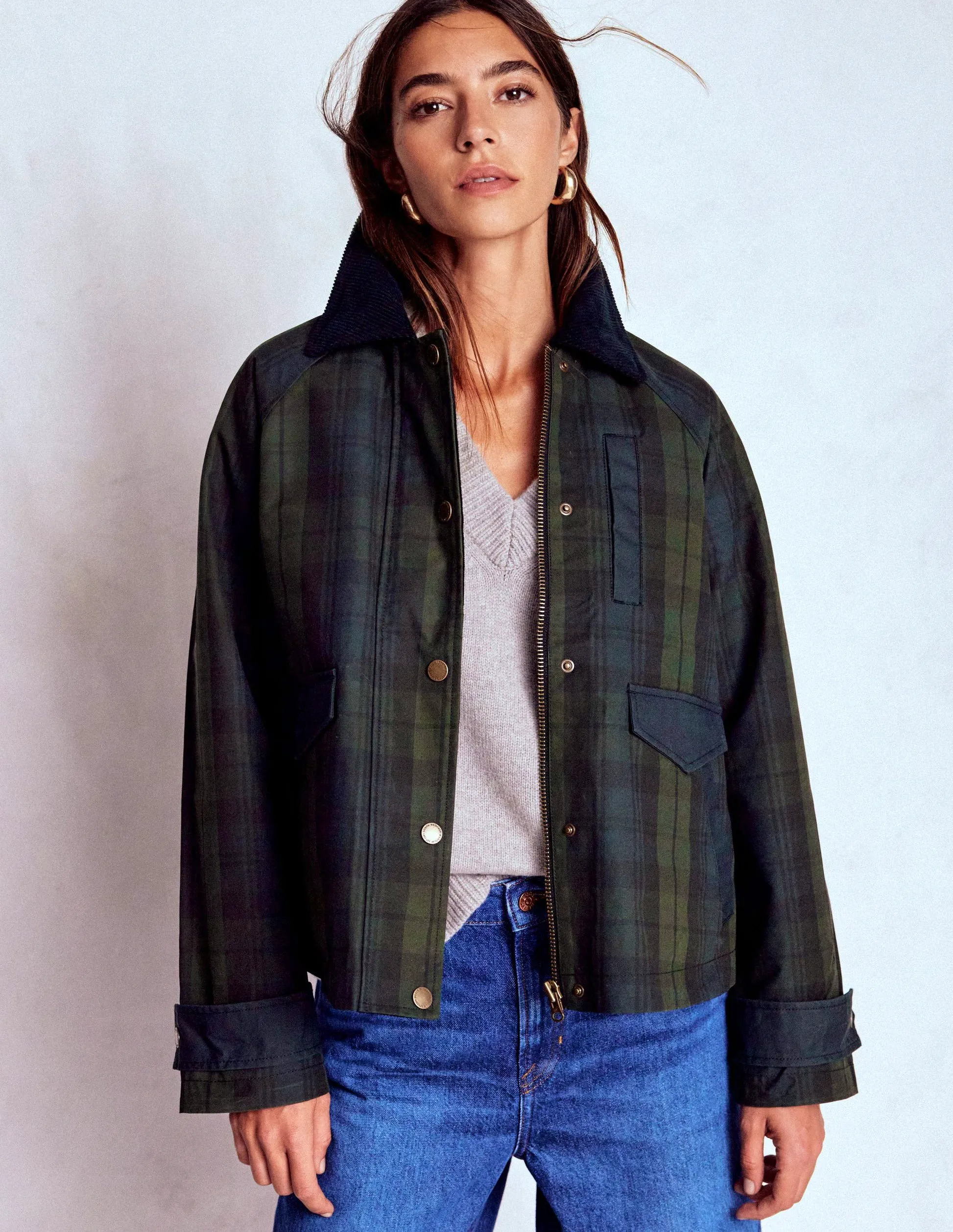 Boden Raglan Wax Jacket, Blackwatch, £229