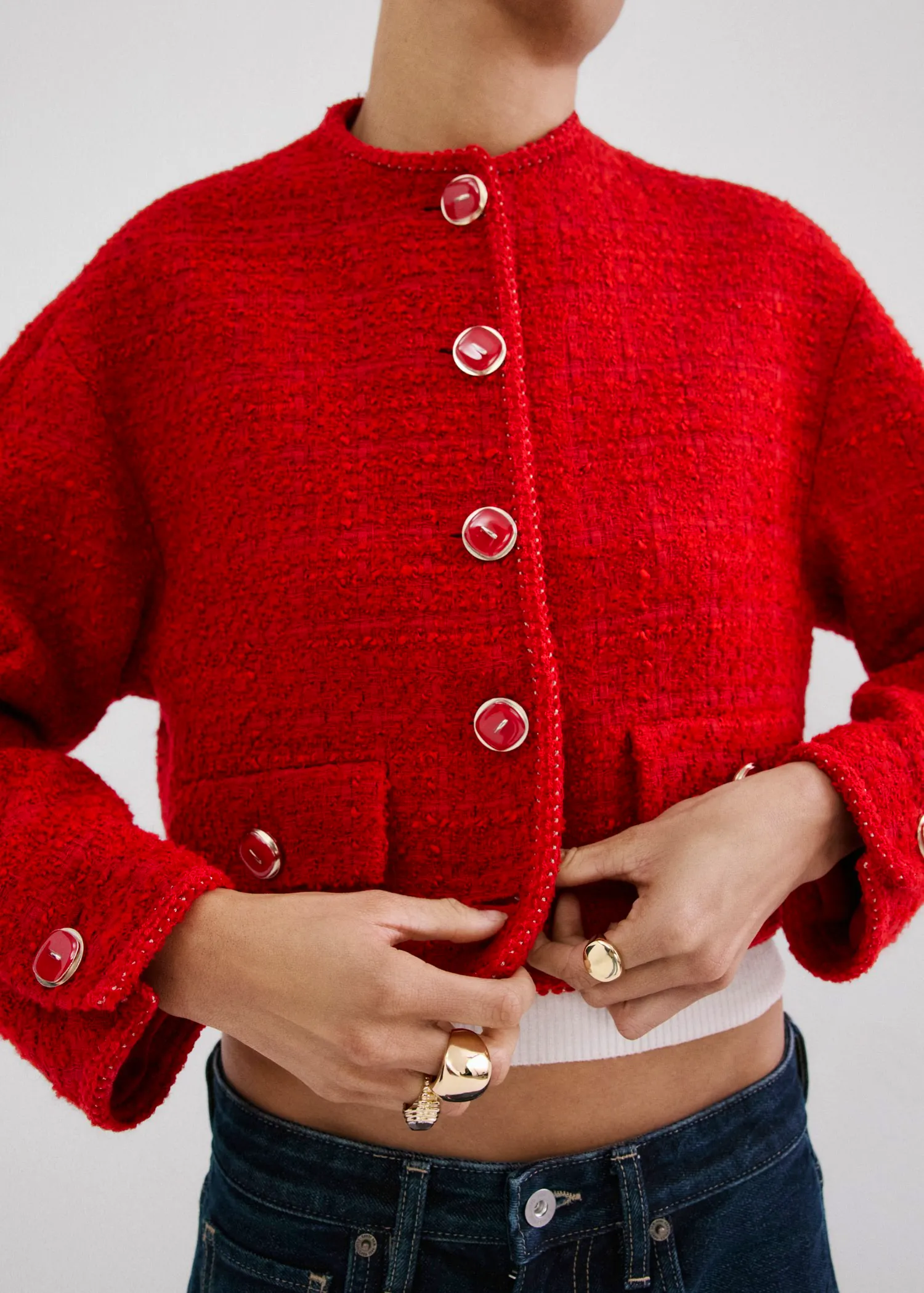 Mango Tweed Jacket With Jewel Buttons, £89.99
