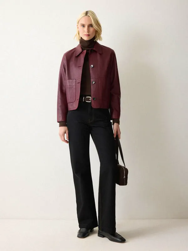 Jigsaw Eve Leather Cropped Jacket, £395
