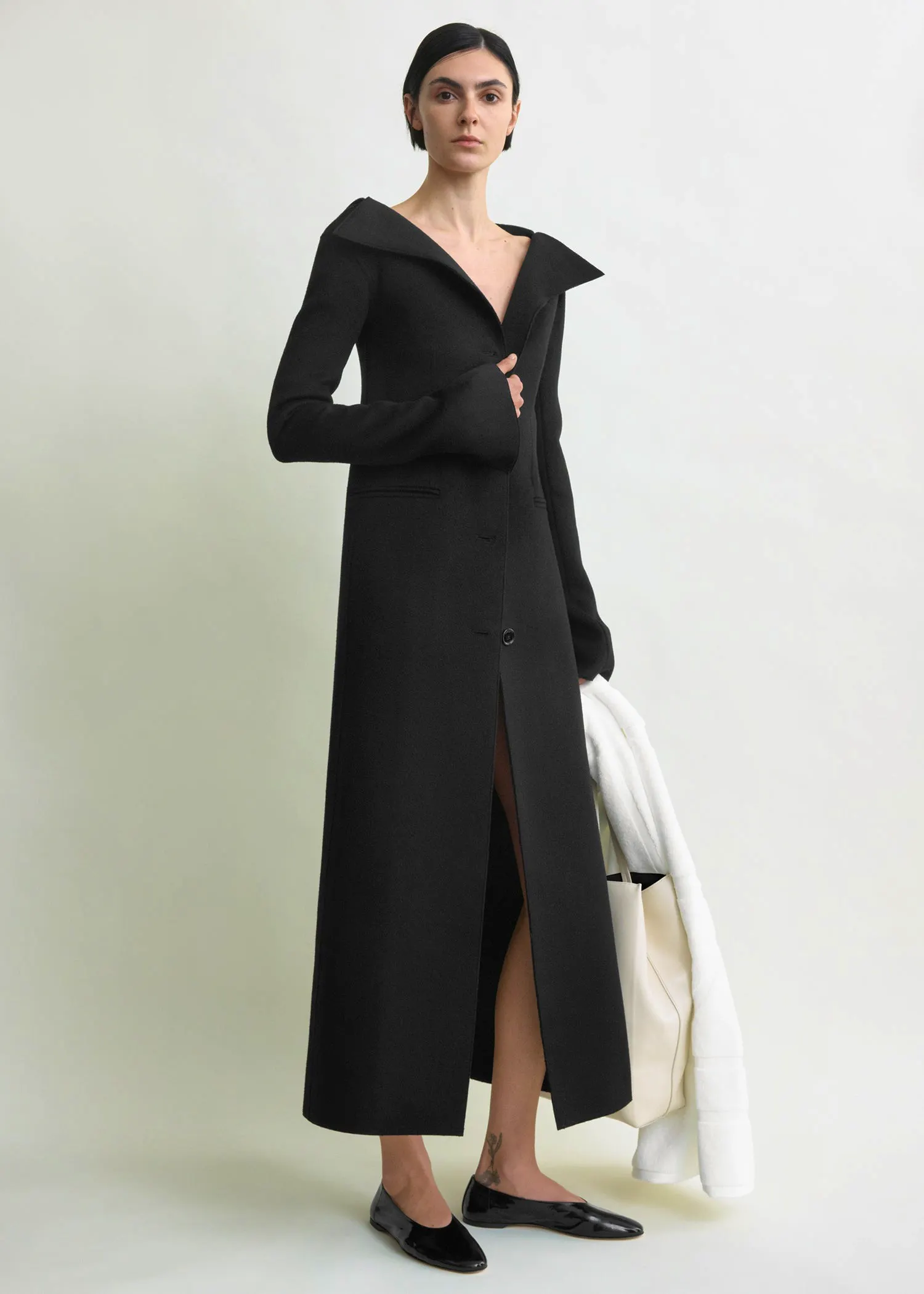 Toteme Open Collar Wool Coat Black, £1,340