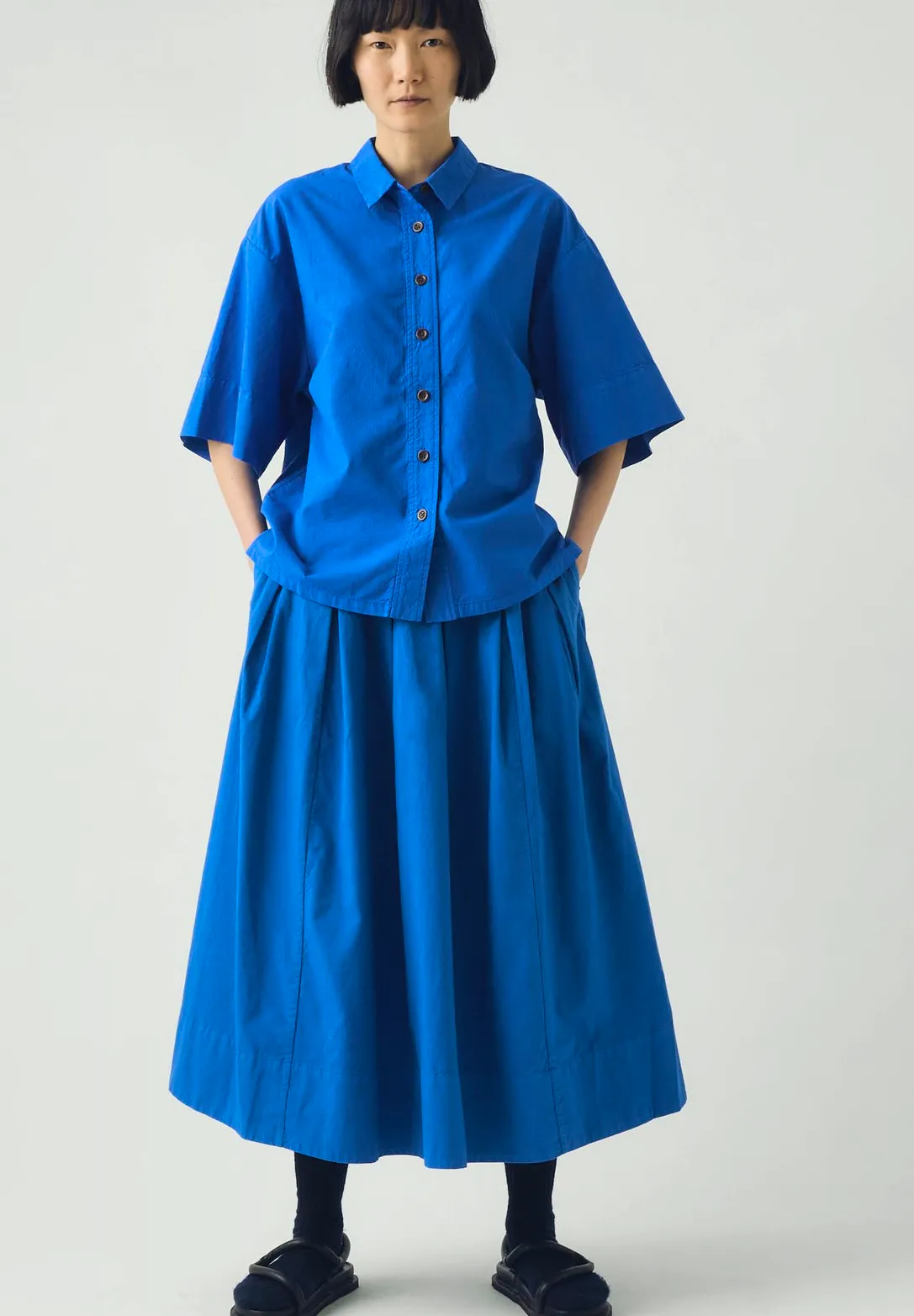 Toast Pleated Cotton Linen Poplin Skirt, £185