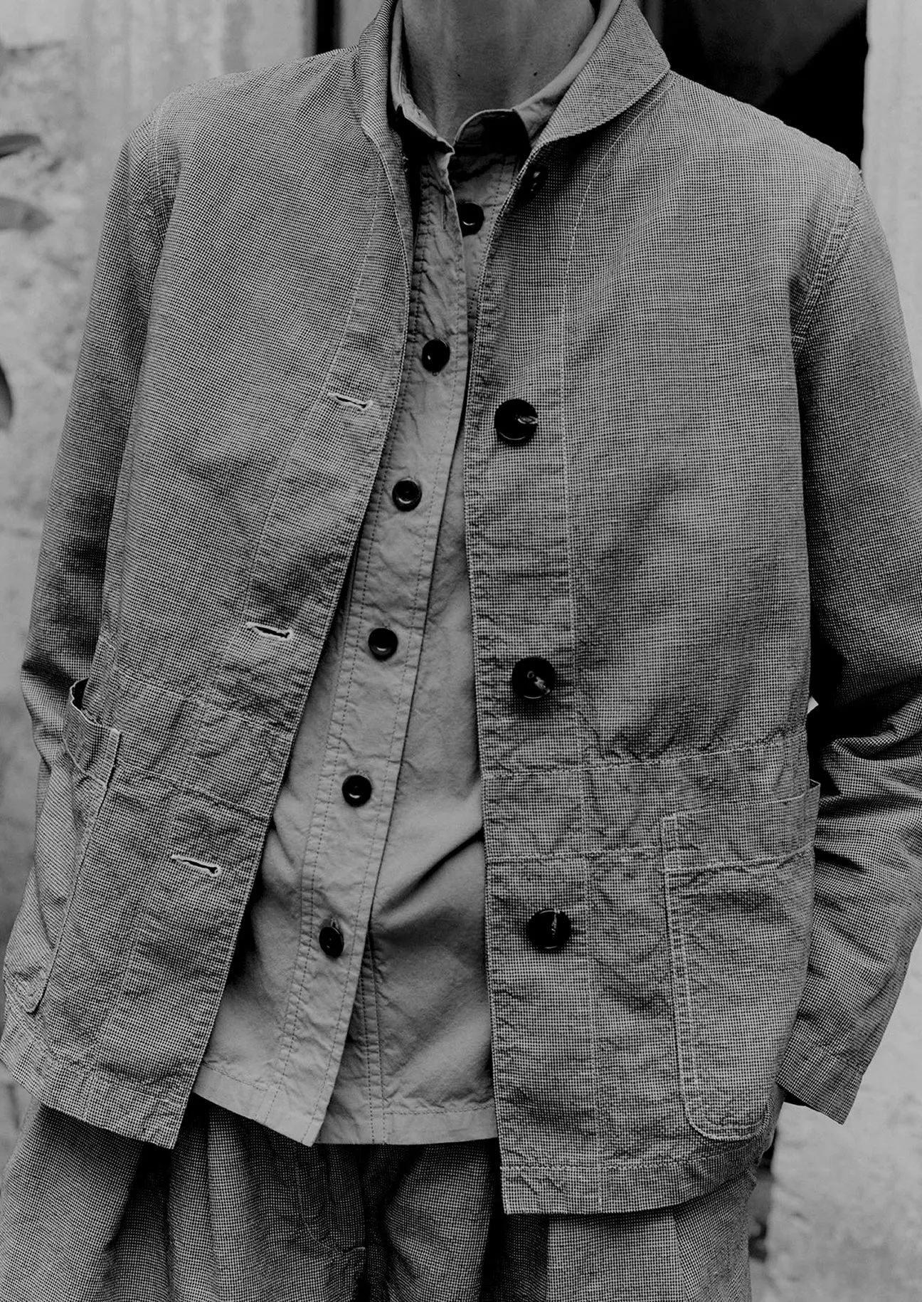Toast Hal Micro Houndstooth Cotton Linen Workwear Jacket, £195