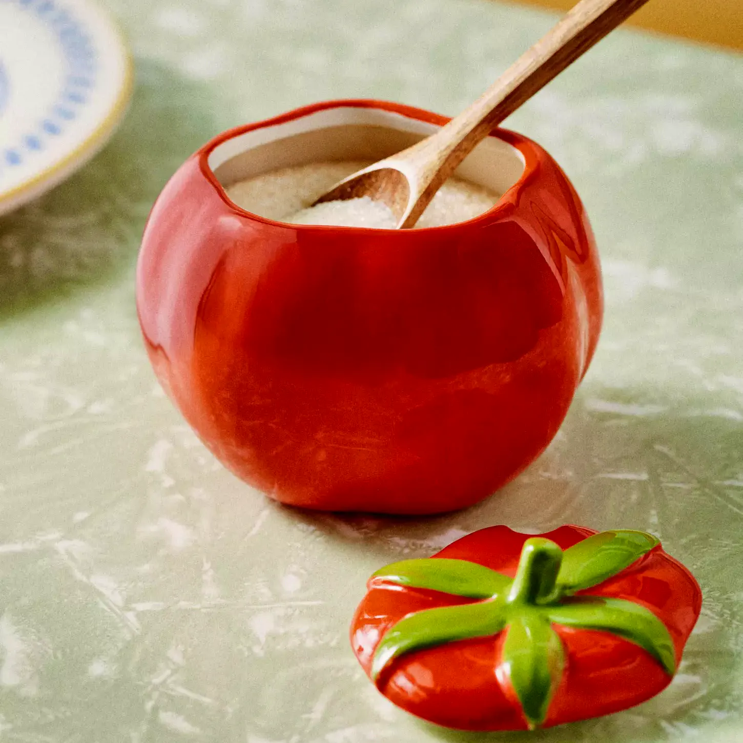 Anthropologie Damson Madder Stoneware Tomato Sugar Bowl & Spoon, £20