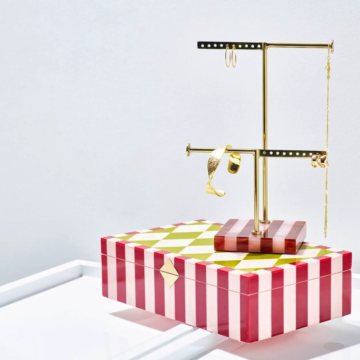 Oliver Bonas Resin Harlequin Diamond Jewellery Box, £49.50