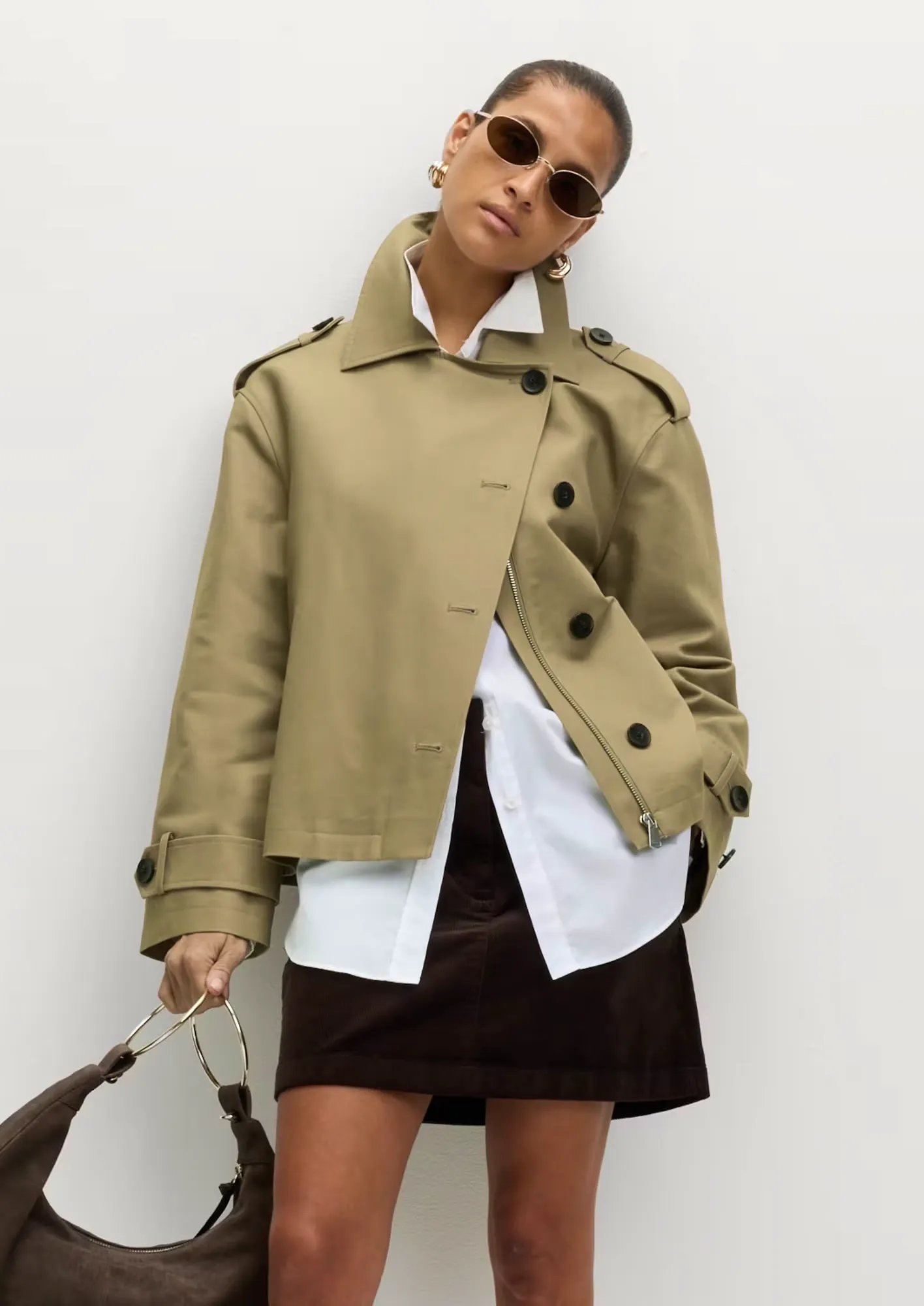M&S Cotton Rich Asymmetric Short Trench Coat, £32.50