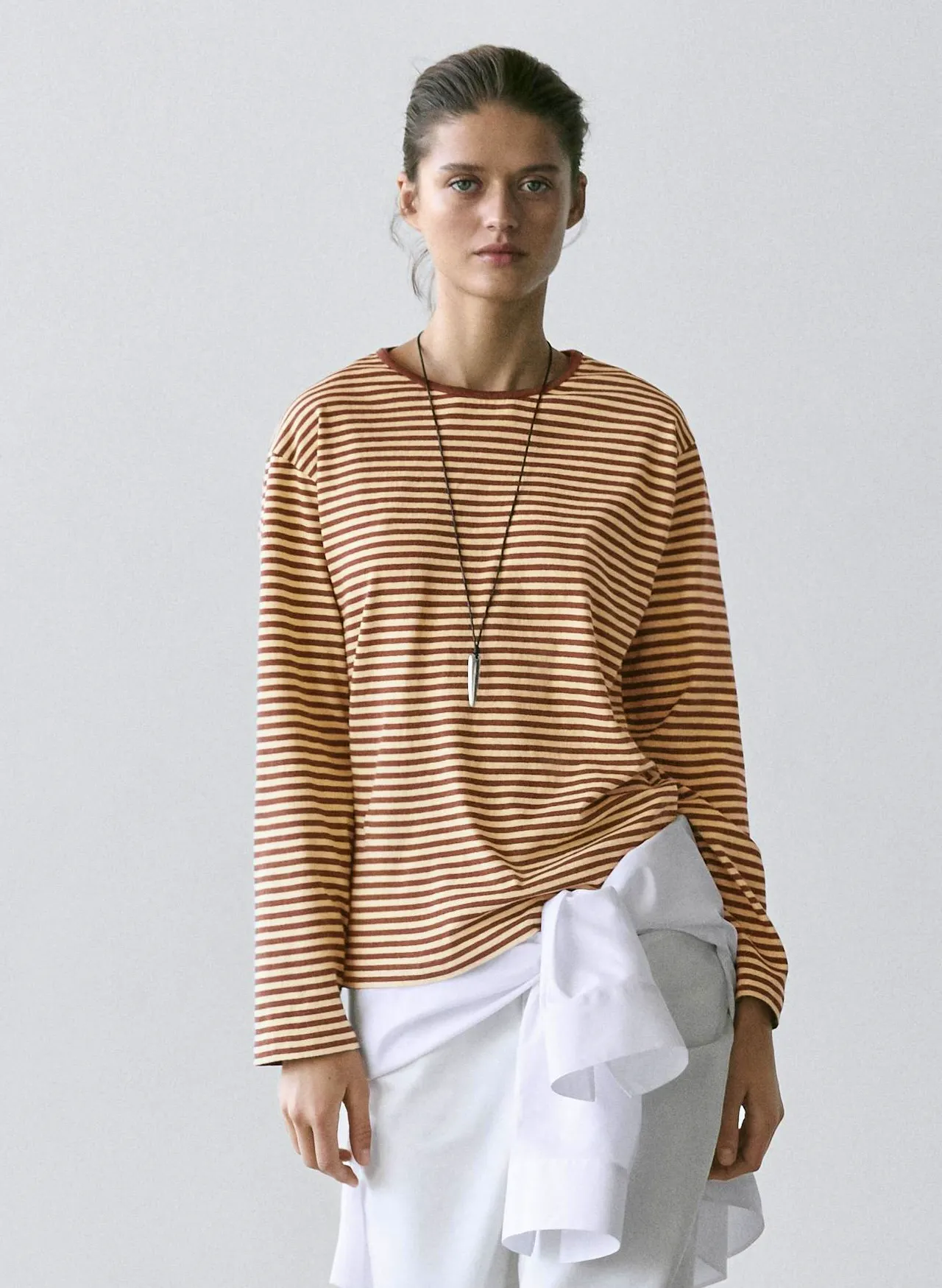 Massimo Dutti Striped Long Sleeve Cotton T Shirt, £39.95